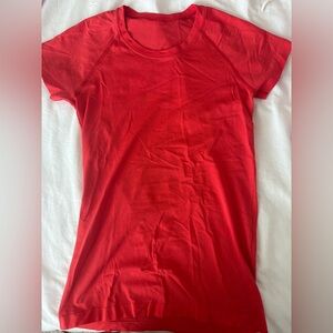 Red lululemon swiftly tech short sleeve